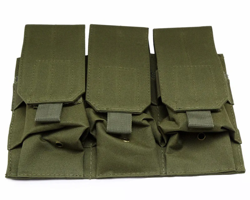 Airsoft Molle Тактический Molle тройной подсумок Зажим для ремня тройной M4 AR 5,56. 223 Mag сумки охотничий пистолет 3 сумки - Цвет: green