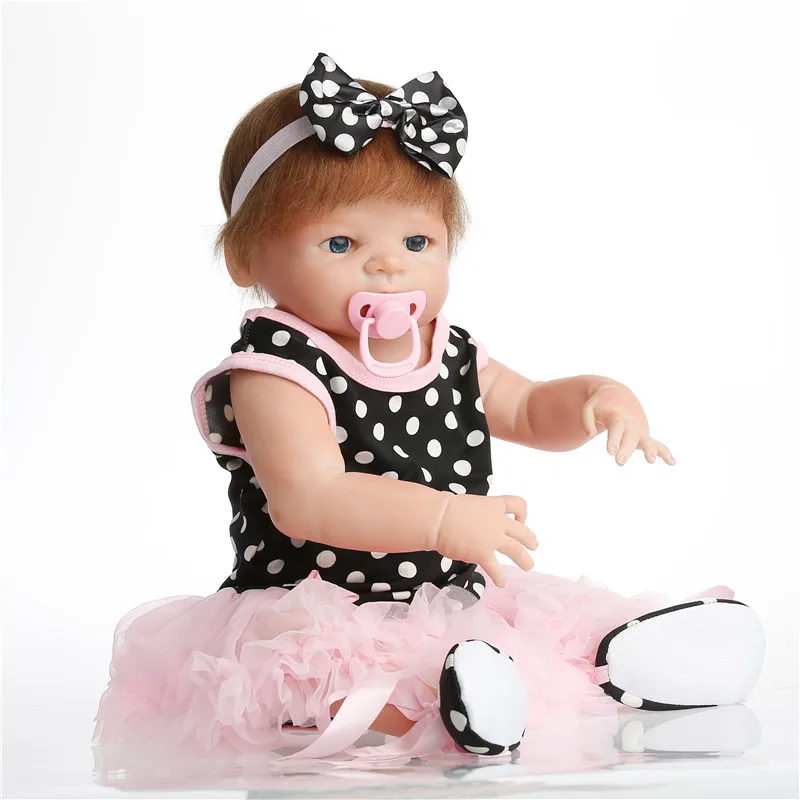 

SanyDoll 22 inch 57 cm Silicone reborn dolls, lifelike doll reborn Pink Princess Dress Fashion Doll