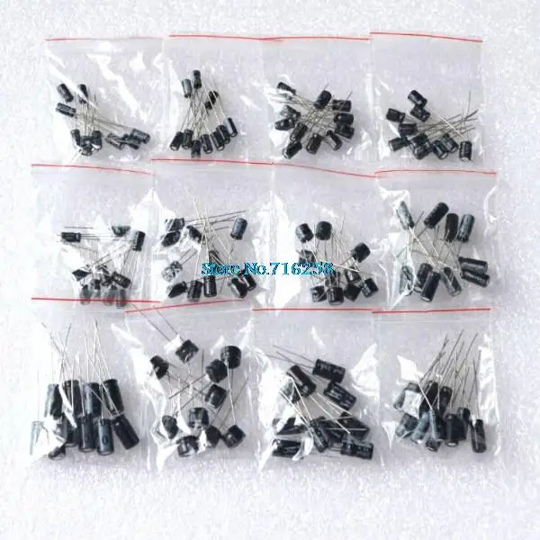 

120pcs 12 value kit 1uF-470uF Electrolytic Capacitor Package for arduino 1UF 2.2UF 3.3UF 4.7UF 10UF 22UF 33UF 47UF 100UF 220UF