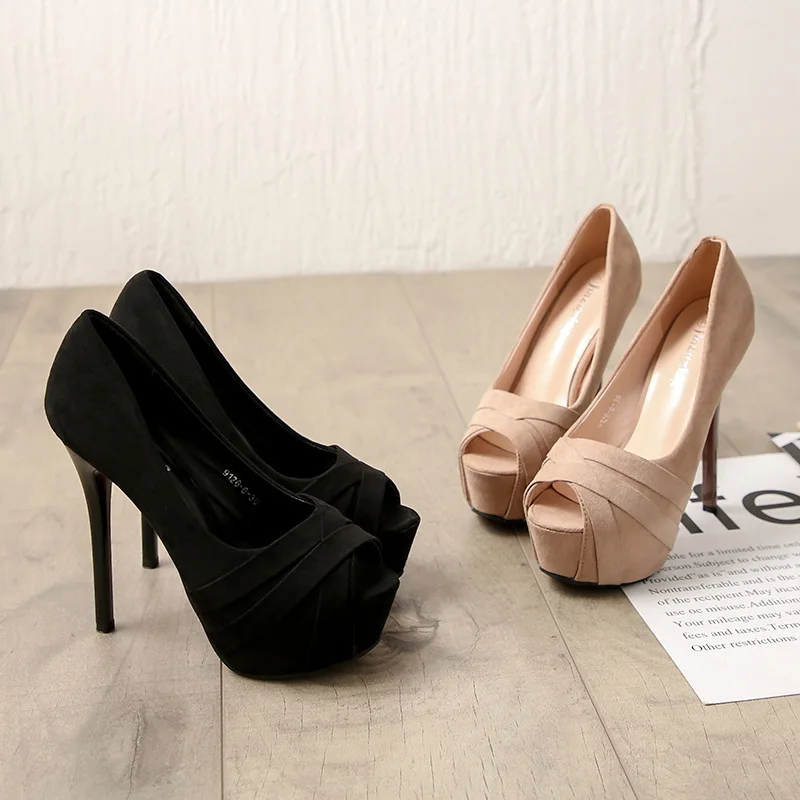 Wonen/туфли-лодочки; модная офисная обувь; женские замшевые туфли с открытым носком на квадратном каблуке 14 см; туфли-лодочки для свадебной вечеринки и ночного клуба