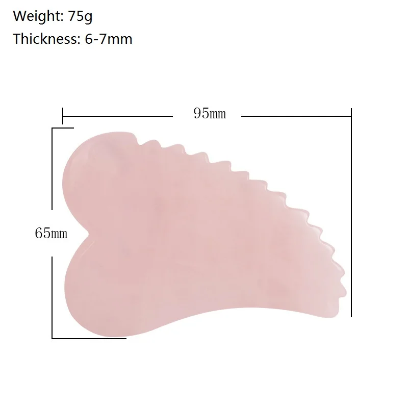Jade Guasha камень V Форма с пилообразной Натурального Розового Кварца лица обратно скребок Китай традиционные спа-процедура тела Массажная игрушка