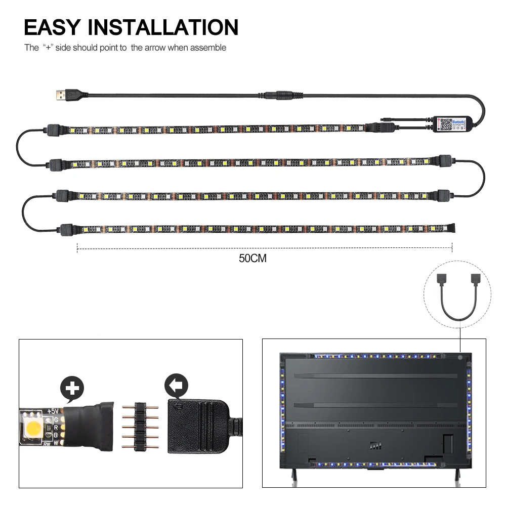  USB LED Strip DC 5V 50CM 1M 2M 3M 4M IR 40Key Controller APP Bluetooth Control Flexible Light Desk 