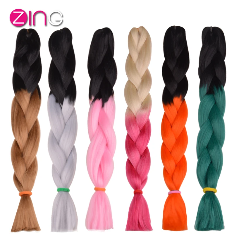 1Pc Only Two Tone Ombre Kanekalon Braiding Hair 24 Inch 100g/pc Synthetic Braiding Hair Extension De Cheveux Aplique De Cabelo