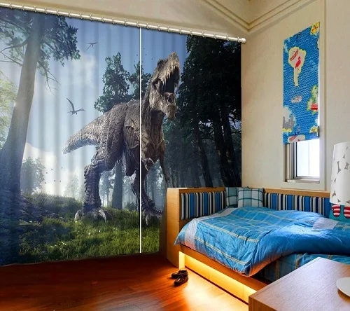 Индивидуальный размер мечта лес динозавры 3D окна шторы для гостиной Детская спальня Cortina Rideaux наволочки - Цвет: A