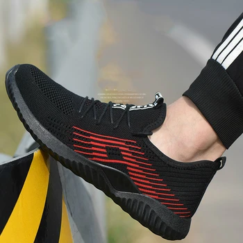 

men's fashion large size steel toe shoes summer breathable safety shoe outdoor work footwear anti-pierce security boots protect