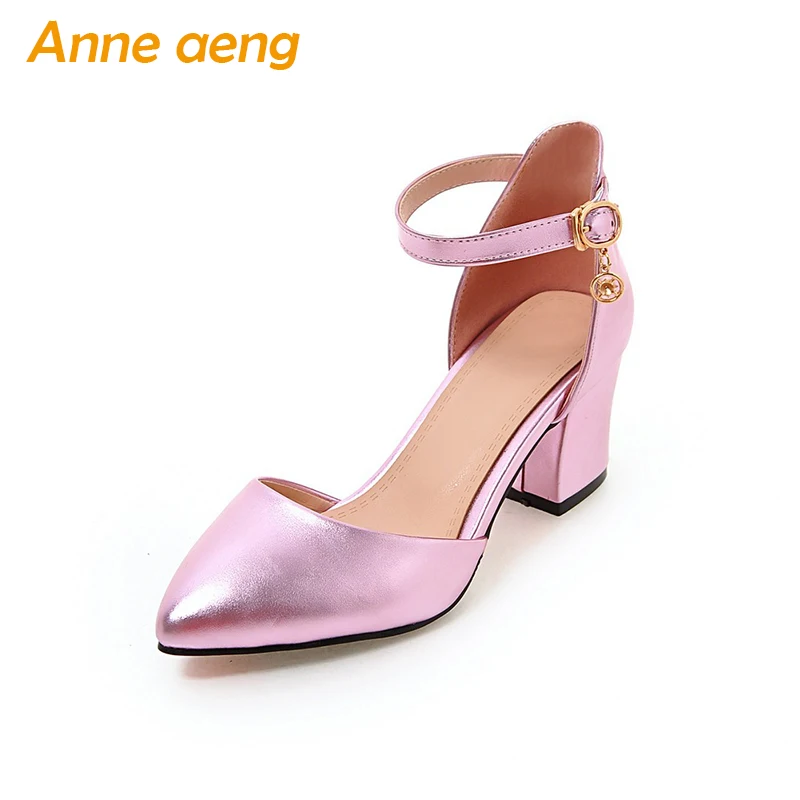 women sandals high heel pointed toe shining sandals buckle strap