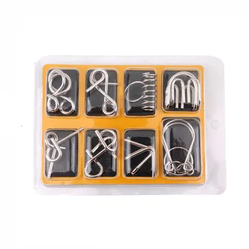 

New 8PCS/Set Metal Wire Puzzle IQ Mind Brain Teaser Puzzles Game For Adults Children Kids Game Classic Educational Toy