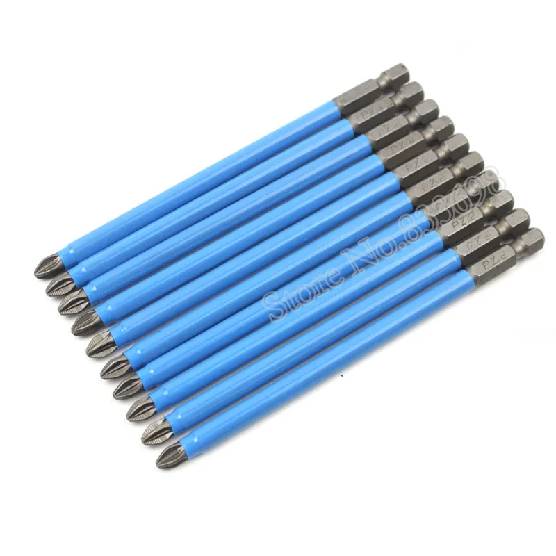 

10Pcs Magnetic Pozidriv PZ2 Screwdriver Bit Set 1/4 Hex Shank Anti Slip Electric Screwdriver Power Tools 50mm 127mm 150mm