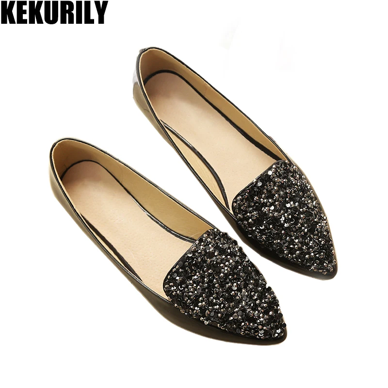pointed toe rhinestone flats