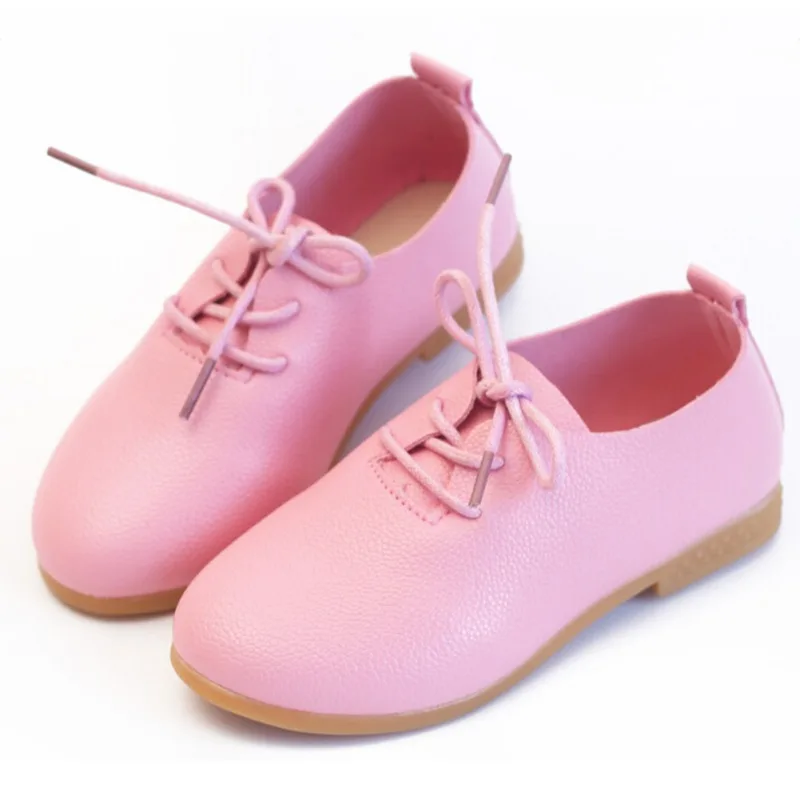 Детская обувь; детская обувь из искусственной кожи с мягкой подошвой; маленькие кожаные туфли; сезон весна-осень; однотонная детская повседневная обувь принцессы - Цвет: Розовый