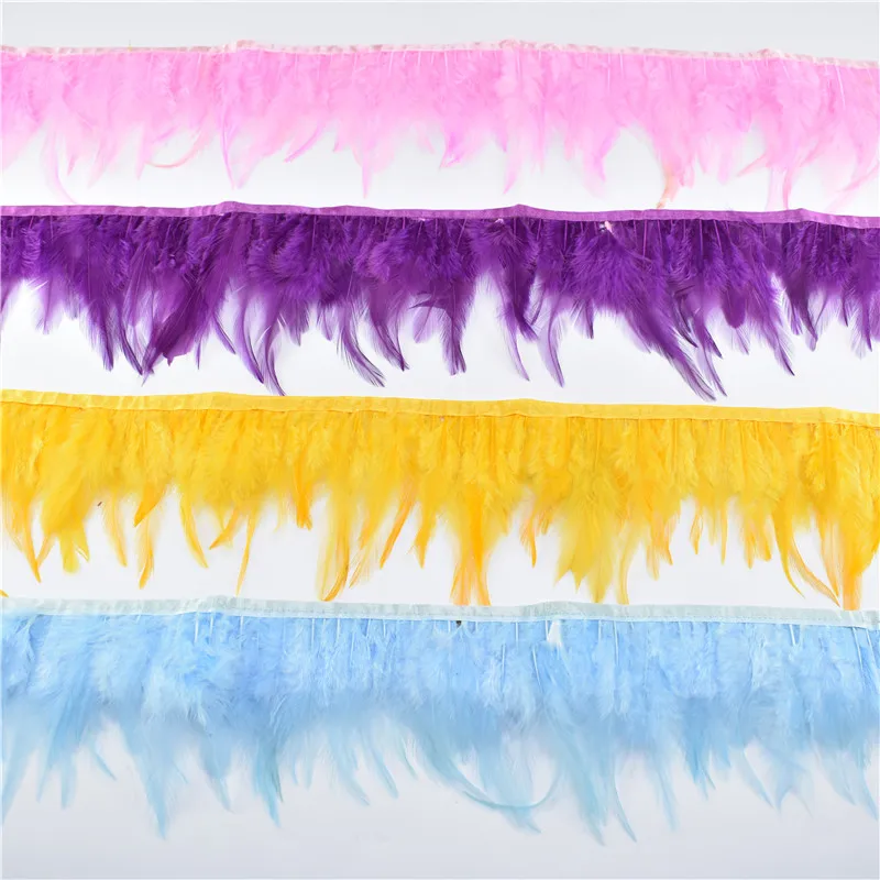 

1yard 8-10cm saddle rooster feather trim needlework feathers decoration quality clothing making DIY wedding accessories plumes
