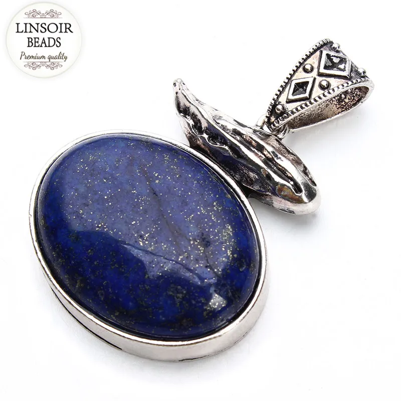 New Tibetan Antique Rhodium Metal Pendants Cabochon Diy With Natural Lazuli Setting Base Bezel Cameo Tray 61*42mm F3666 | Украшения и