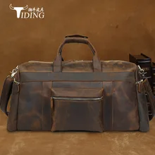 Винтаж Crazy Horse кожа Для мужчин Путешествия Сумки Роскошные Для мужчин Дорожная сумка большая емкость Чемодан Сумки коричневый путешествовать Мужская тотализаторов
