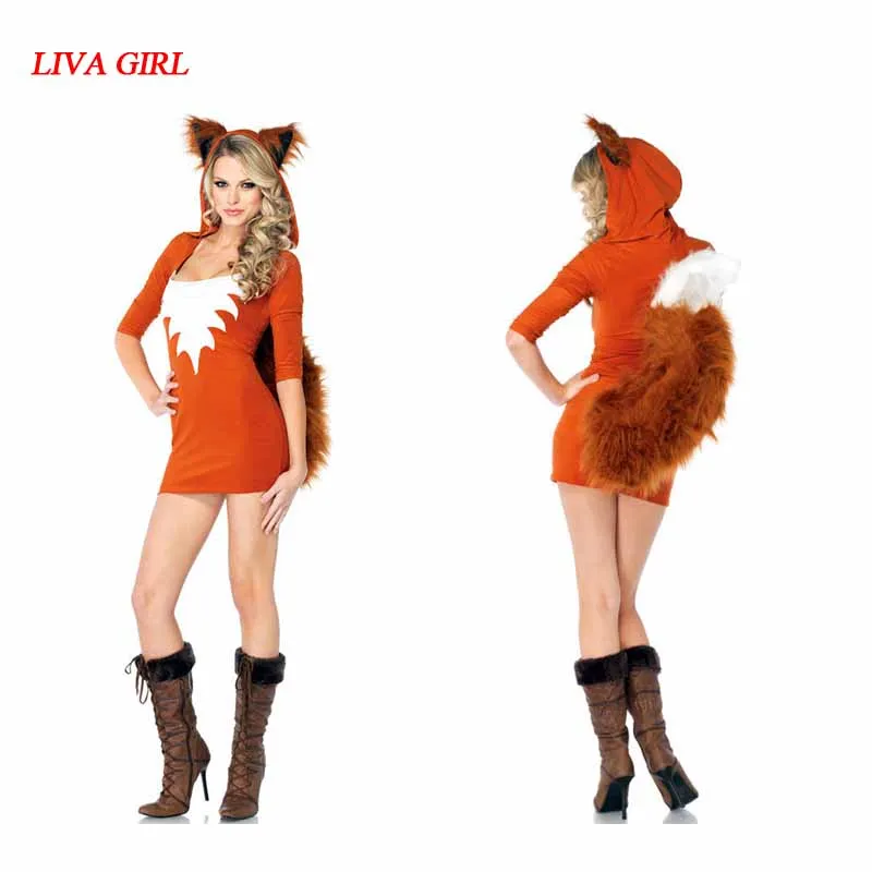 Женский костюм лисы для взрослых Хэллоуина с животным|fox costume|costume for womenadult fox costumes |
