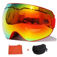 UV400 Анти-туман двухслойные лыжные очки большой объектив Лыжная маска очки снег Для мужчин спорт Сноуборд очки, зеркальные очки с Чехол