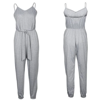 

Women spaghetti strap Bodysuits Solid Sleeveless Bodycon Jumpsuit V-neck Sleeveless Romper Trouser Clubwear