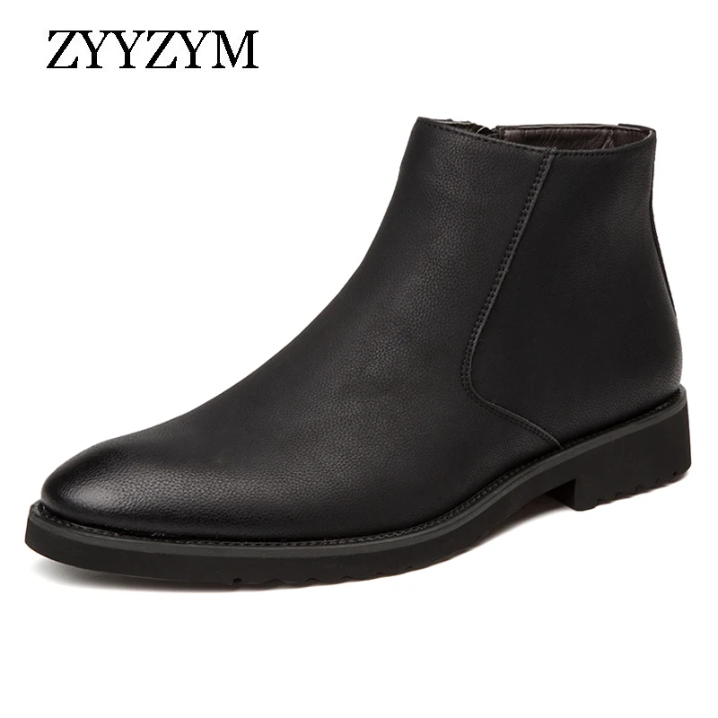 

ZYYZYM Men Boots Split Leather Spring Autumn Zip Retro Style Classic Men Motorcycle Boots British Boots Men Superior Quality