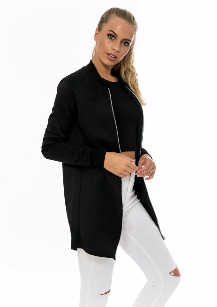 Women basic jackets coats 2016 fashion medium-long zipper jackets autumn lady Slim Winter jacket women coat long sleeve A787 b