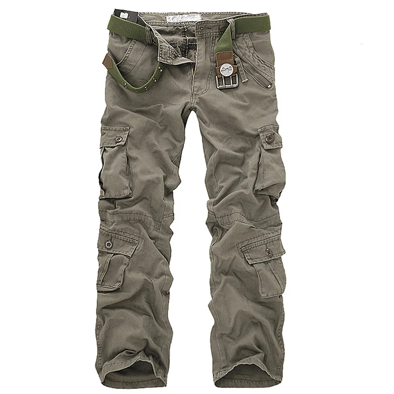 Gray Khaki Black Army Green Cargo Pants Men Multi Pockets Military ...