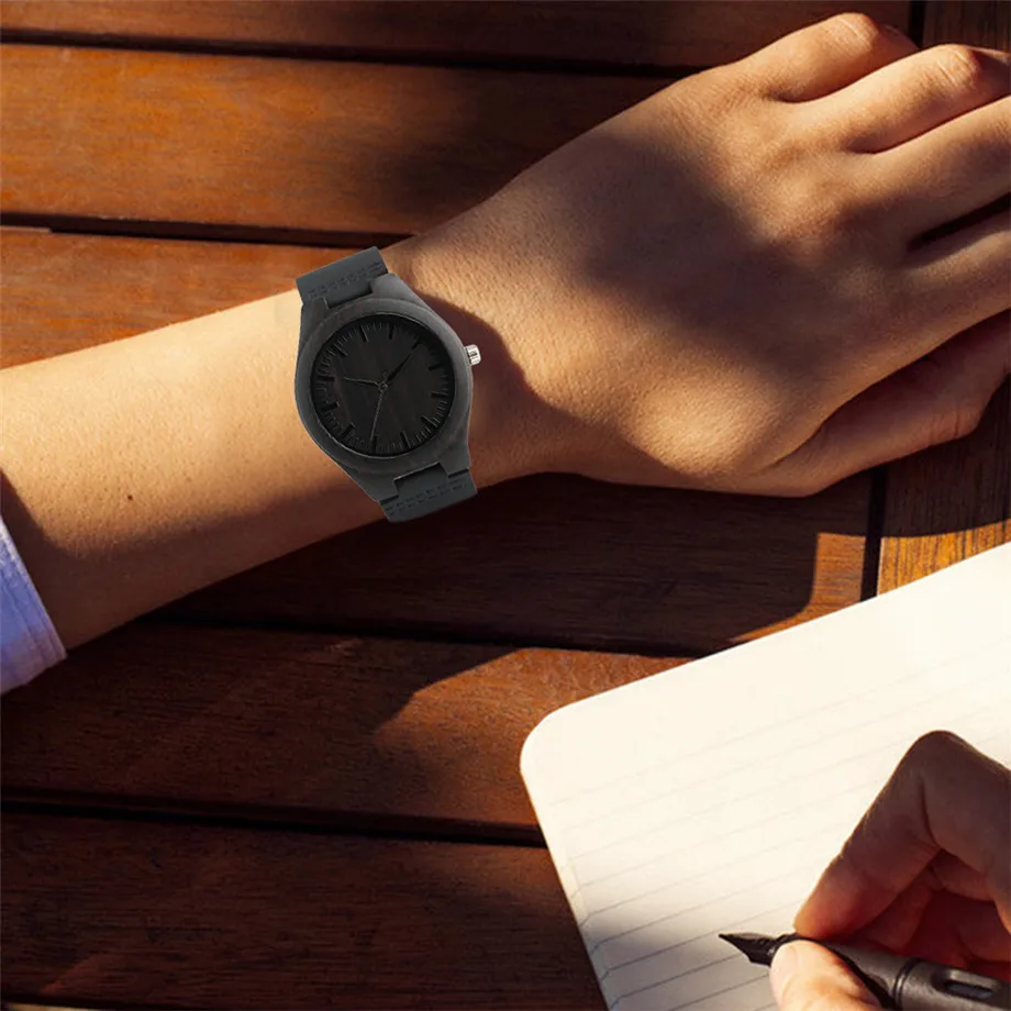 modern black wooden watch for mens