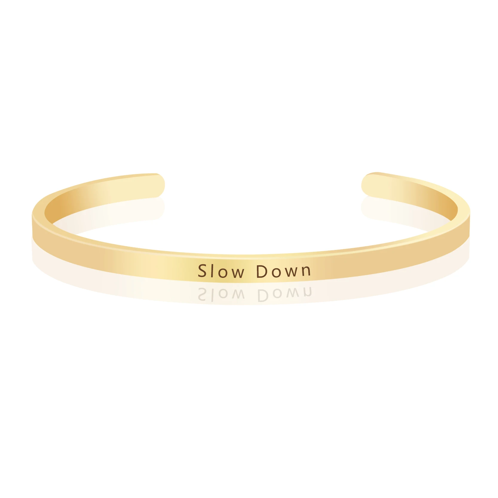 

Slow Down Quotes Engraved Mantra Bracelet Fashion Inspirational Hand Stamped Cuff Bangles Charm Jewelry for Women Girl