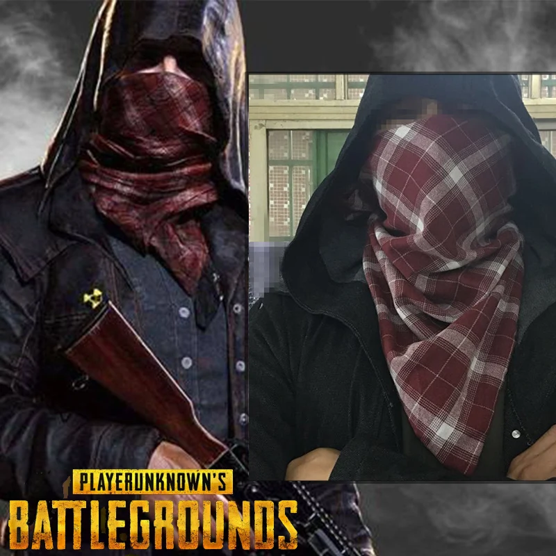  PUBG Playerunknown's Battlegrounds Cosplay Accessories Autum & Winter Red and White Plaid Cotton Sc