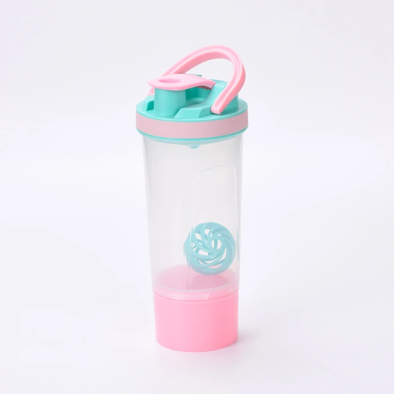 Multifunction Shaker Bottle Protein Powder Shake Cup for Sports Fitness Large Capacity Portable Water Bottle Filter Plastic - Цвет: pink