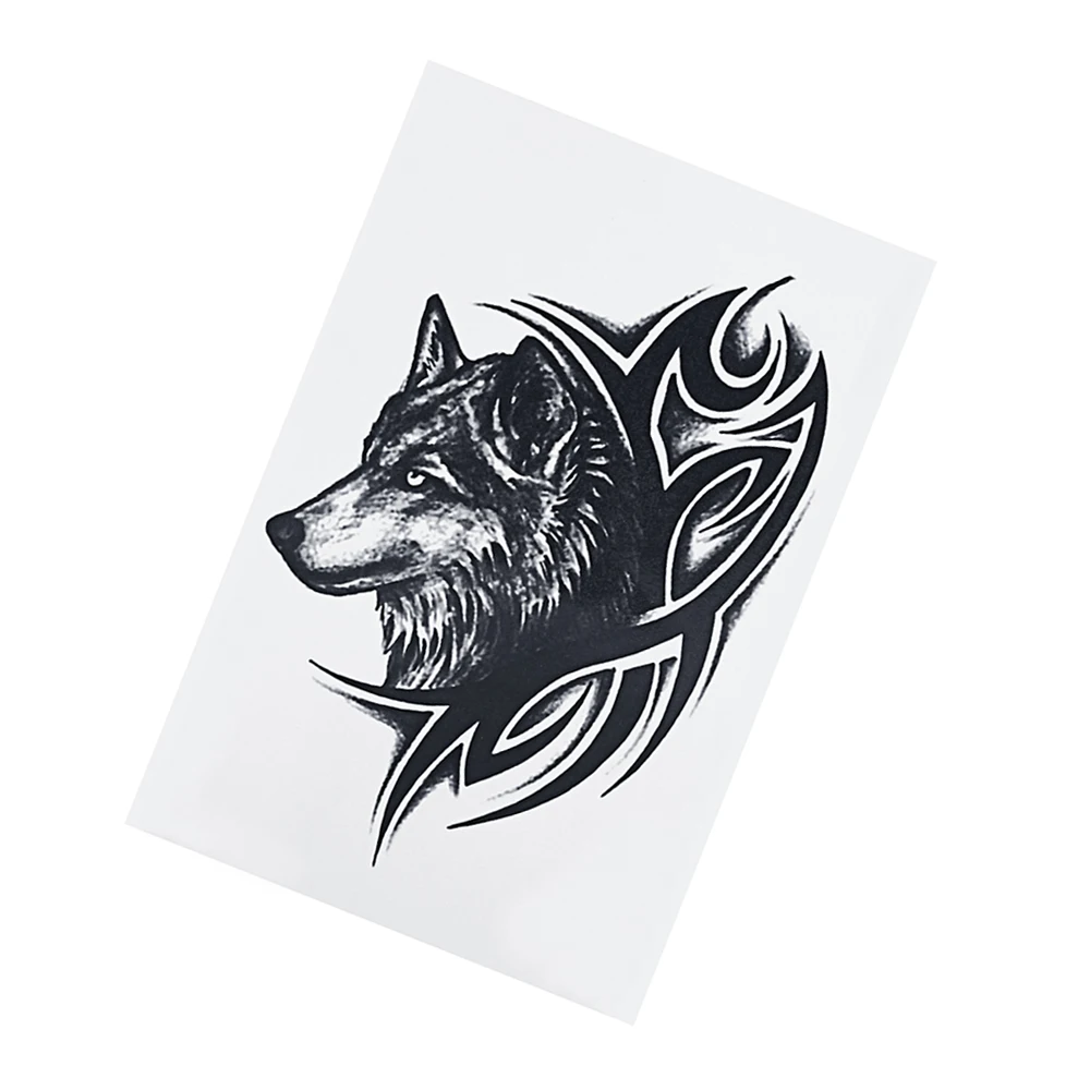 Волчонок тату Speedy persistance водостойкая наклейка King Wolf головка властный Цветок на