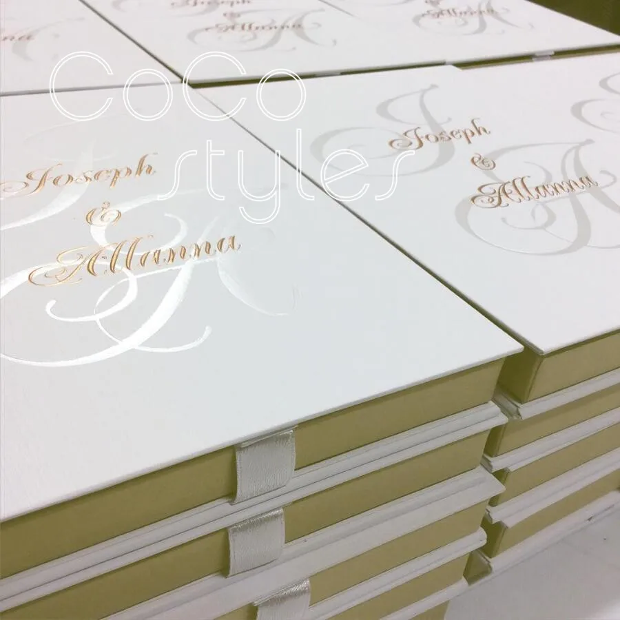  Cocostyles custom luxury embossing boxed invitation card with silk screen acrylic main card for ara - 32880971042