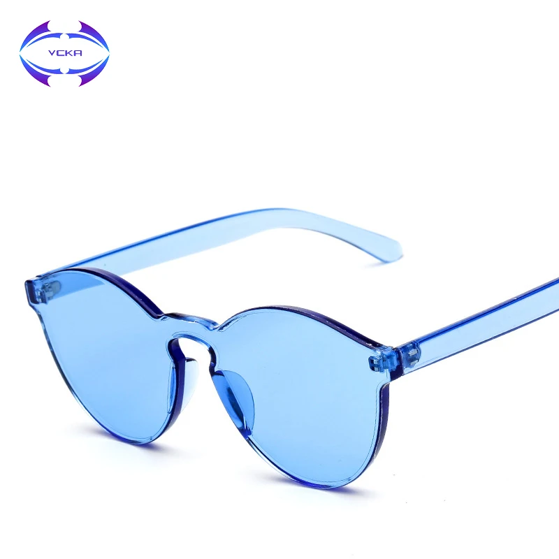 

VCKA Round Clear Rimless Sunglasses Men Women Multicolor Fashion Mans Brand Designer Plastic Womens High Quality Sun Glasses