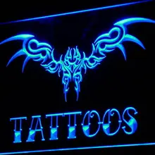I834 тату крыло арт дисплей бар светодиодный неоновый свет знак включения/выключения 20+ цвета 5 размеров