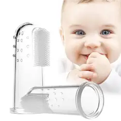 1 шт Новые дети детские мягкие безопасности палец Зубная щётка с коробкой детей зубов очистить массаж силиконовой младенческой набор щеток