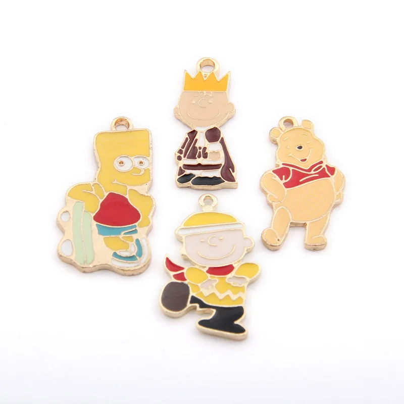 

10Pcs/lot Cute Cartoon Anime Character Enamel Dangle Charms Necklace Earrings Pendant for Findings DIY Jewelry Making Accessory