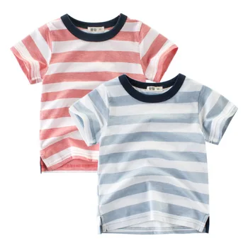 

2019 Striped Summer Shirt Boy Girls Kids Clothing Children T-shirts for Boy Cotton Short Sleeve T Shirts Stripes Tops 3-8Years