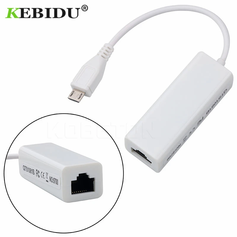 

Kebidu Micro USB to RJ45 Ethernet LAN Network Card USB 2.0 Adapter 100Mbps For Android Phone For Tablet PC