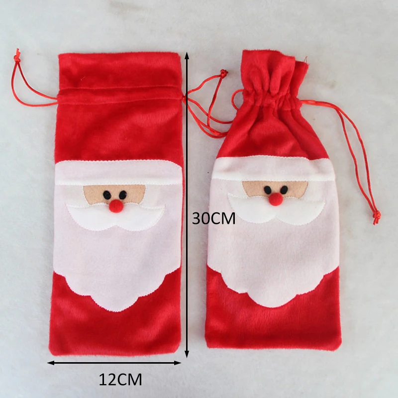 1PC Merry Christmas Santa Wine Bottle Bag Cover Xmas Dinner Party Table Decor
