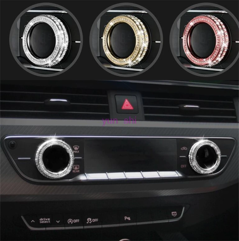 2 pcs Metal Car Air Conditioning Rotary Knob Decoration Covers car-styling For AUDI A4 A4L 2017 Year accessories