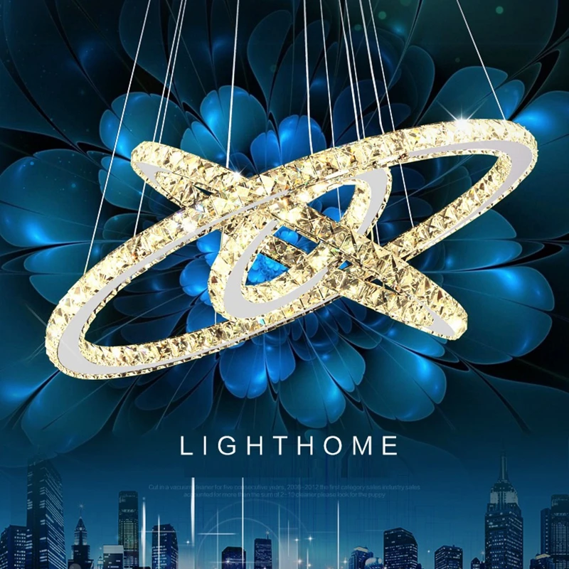 LukLoy большое кольцо светодио дный LED кристалл подвесной светильник гостиная ресторан спальня современное кольцо лобби Hanglamp подвесной