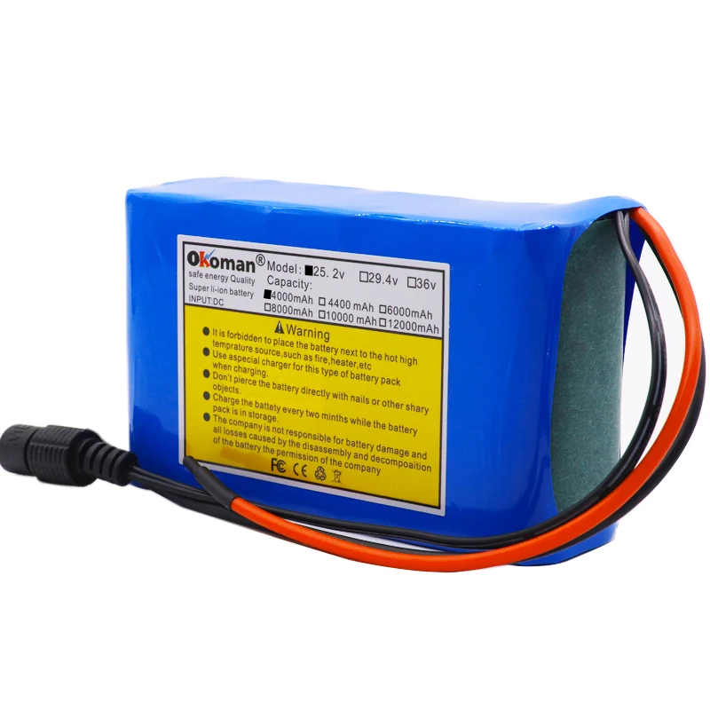 Высокое качество 24V 4Ah 18650 литий ионный аккумулятор 25 2 v 4000mAh Электрический