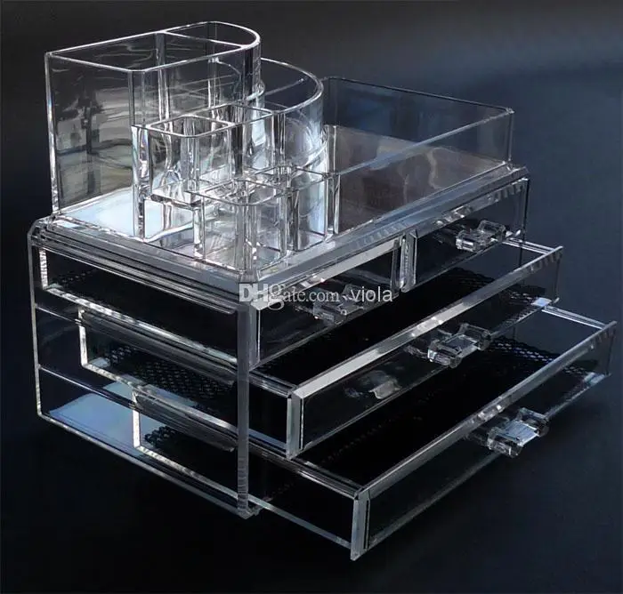  Clair Acrylique Boîte Cosmétique Bijoux Maquillage Organisateur Cas