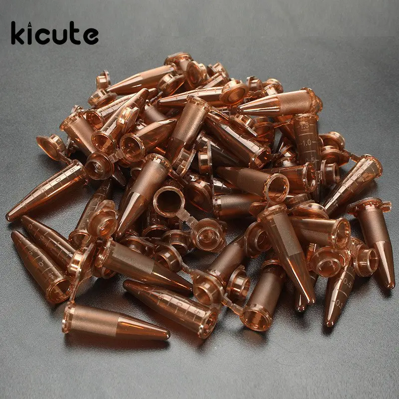 Kicute 50 шт 1,5 мл коричневый пластиковый центробежный пробирки с защелкой для образцов использовать для лабораторного оборудования школьные принадлежности