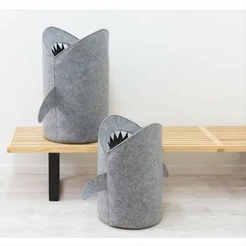 

Creative Laundry Basket Organizer for Dirty Clothes Cartoon shark Print Toys Organizer Home Storage & Organization