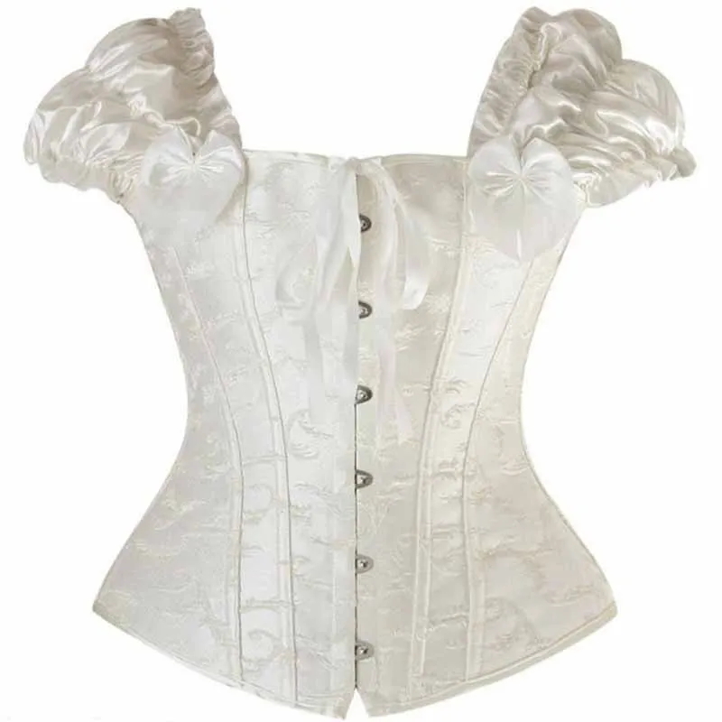 White Women Jacquard Lingerie Basque Corselet Bustier Sexy Floral Lace  Top Corset Steampunk Night Clubwear Plus Size 5XL 6XL (3)