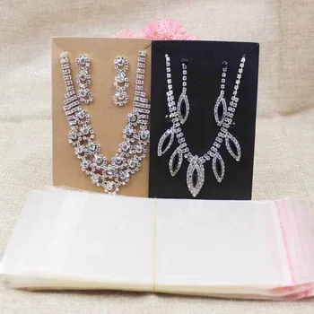 

2017 big kraft/black paper jewelry set package card exaggerate costume beaded necklace card 100pcs+100opp bag