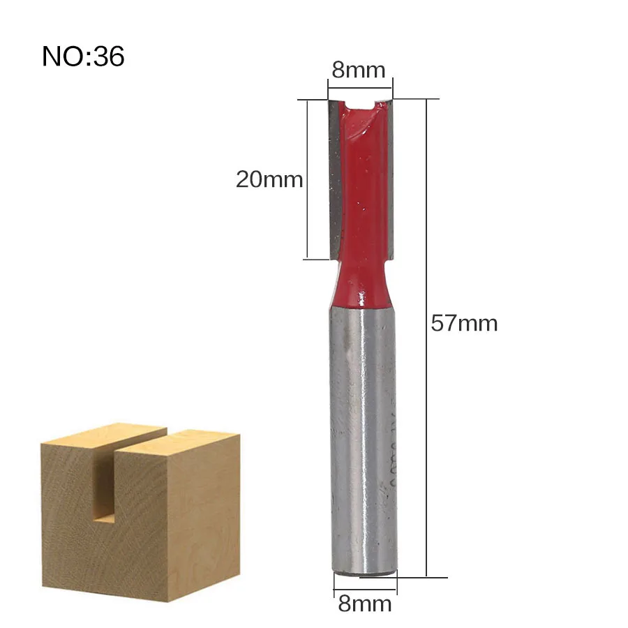 1 шт. 8 мм хвостовик древесины фрезы прямой концевой фрезы триммер очистки заподлицо отделка угловая круглая бухта коробка биты инструменты фрезерные Cutte - Длина режущей кромки: NO36