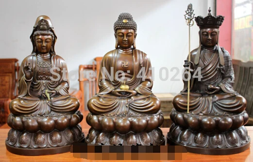 

16" statue set Guanyin Buddha Ksitigarbha