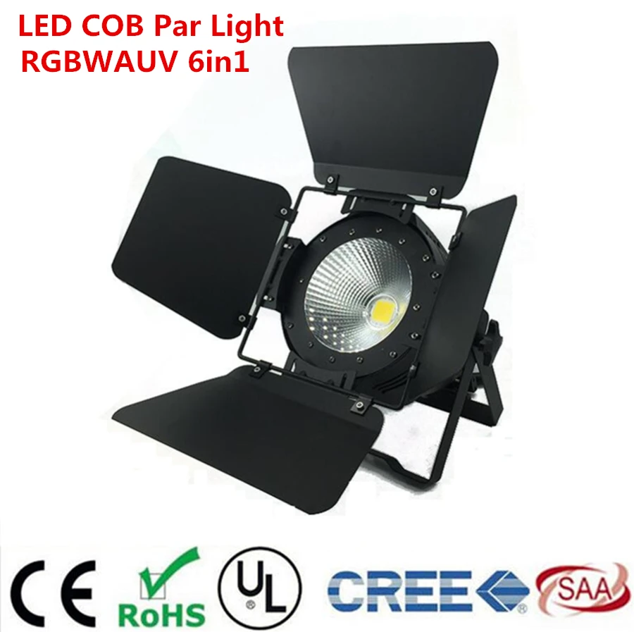US $71.44 LED Par COB 200W RGBWA UV 6in1 Lyre Stage Lighting Effect professional stage For Clubs Luces Discoteca Disco With Barn Doors