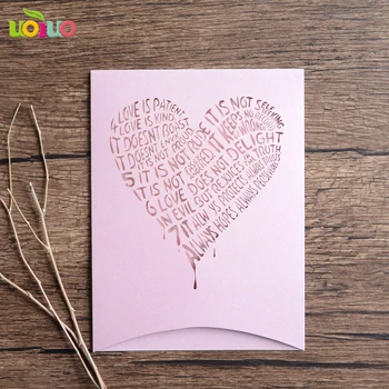 

pink heart pocket 10Pcs Sample Laser Cut Wedding Invitation Cards Customizalbe Envelopes & Inner Card & Party Supplies
