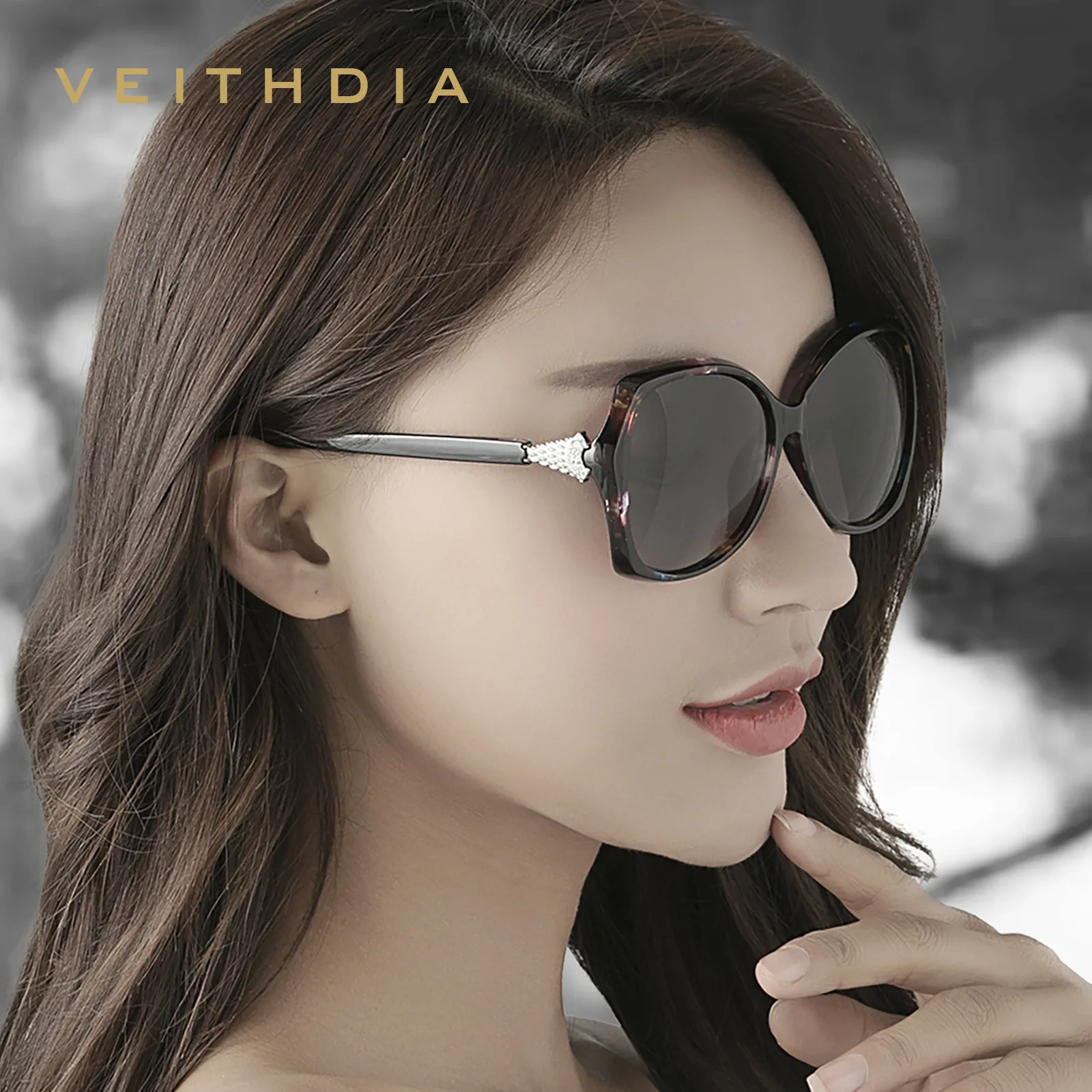 VEITHDIA, модные женские роскошные негабаритные солнцезащитные очки с лисьим бриллиантом, элегантные солнцезащитные очки oculos de sol, солнцезащитные очки для женщин, UV400