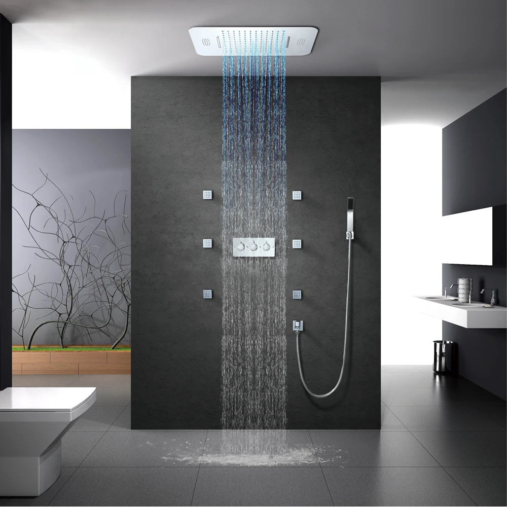 Bluetooth Music LED Shower Head Waterfall Rainfall Shower Bathroom Shower Faucets Mixer Massage 304 SUS Showers Big Water Bluetooth Music LED Shower Head Waterfall Rainfall Shower Bathroom Shower Faucets Mixer Massage 304 SUS Showers Big Water